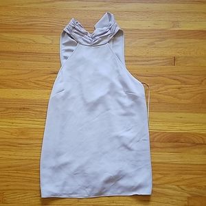 NWOT Q&A high neck purple blouse with tie back